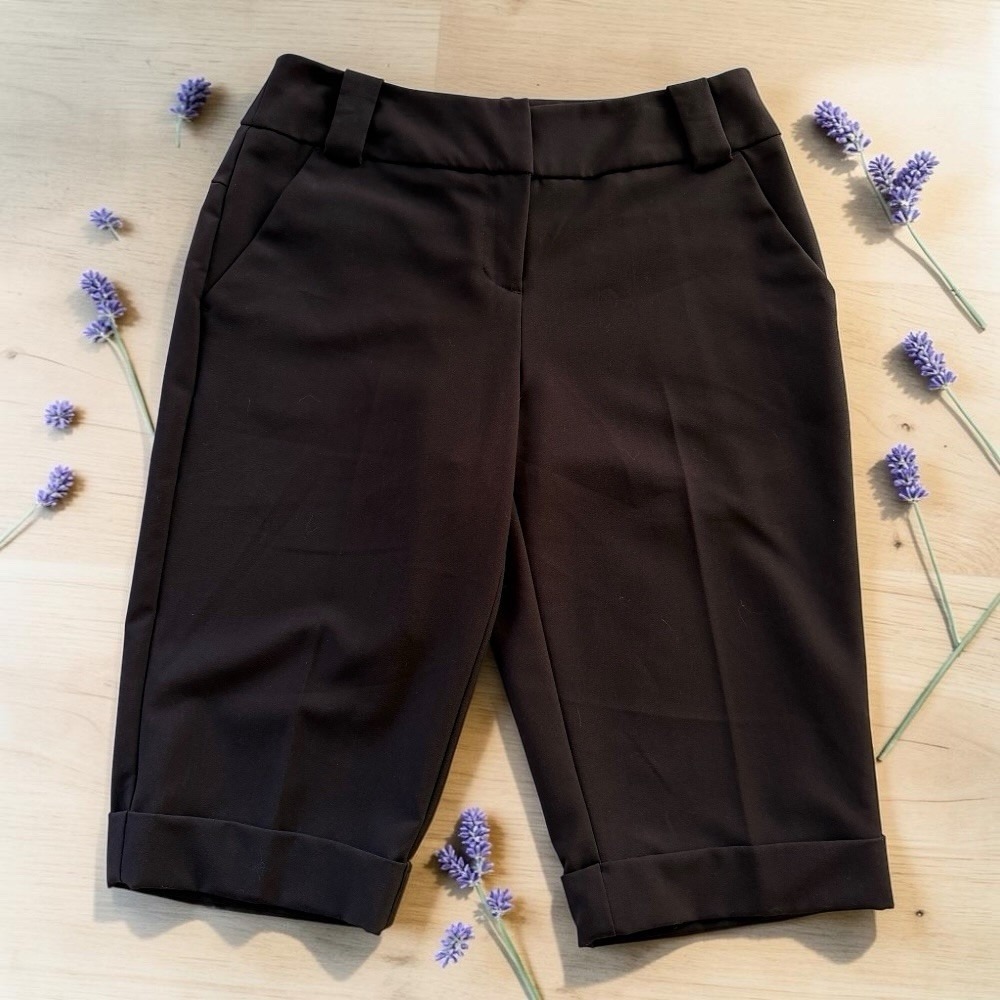 Worthington Modern Fit Bermuda Shorts Womens 4 Brown Cuffed Knee Length Trouser